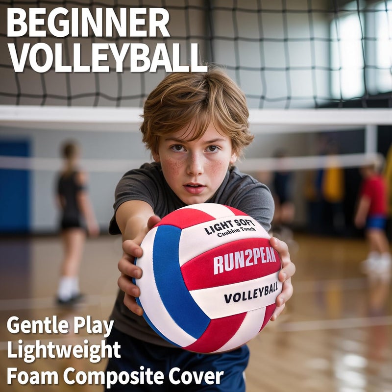 RUN2PEAK Light Soft Beginner Volleyball - Lightweight Soft Foam Composite Cover Training Ball, Official Size 5 - Gentle on Arms, Safe for Indoor Play, Youth Practice, or Recreational Games - Image 2